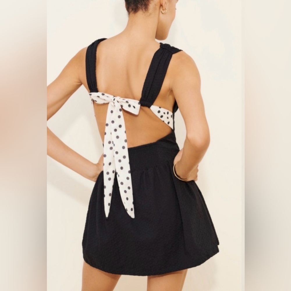 *NWT* Wild Fable Black Sleeveless Dress with White Polka Dot Open Back, Medium